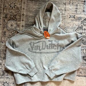 von dutch Y2K rhinestone gray hoodie size S